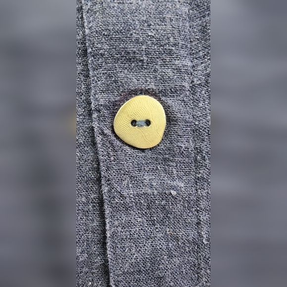 Vintage 90’s Navy Blue Lagenlook Linen Blend Pinafore T Shirt Midi Dress M - Picture 8 of 10